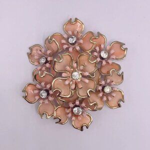 Vintage Pink Peach Flower Brooch